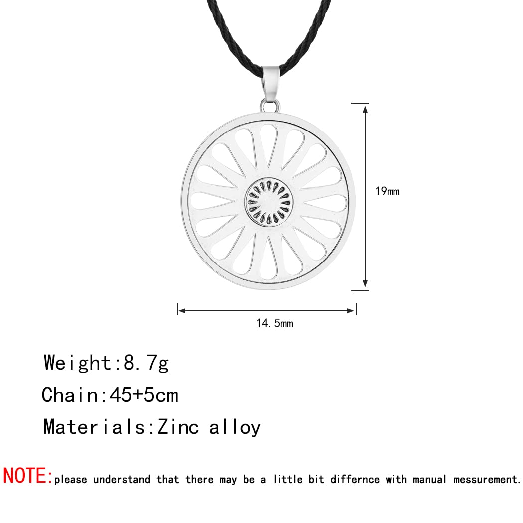 LUTAKU Collar con colgante de rueda de chakra romaní para hombres y niños, gitanos, gitanos, cadena de cuero, amuleto de símbolo indio Ashoka