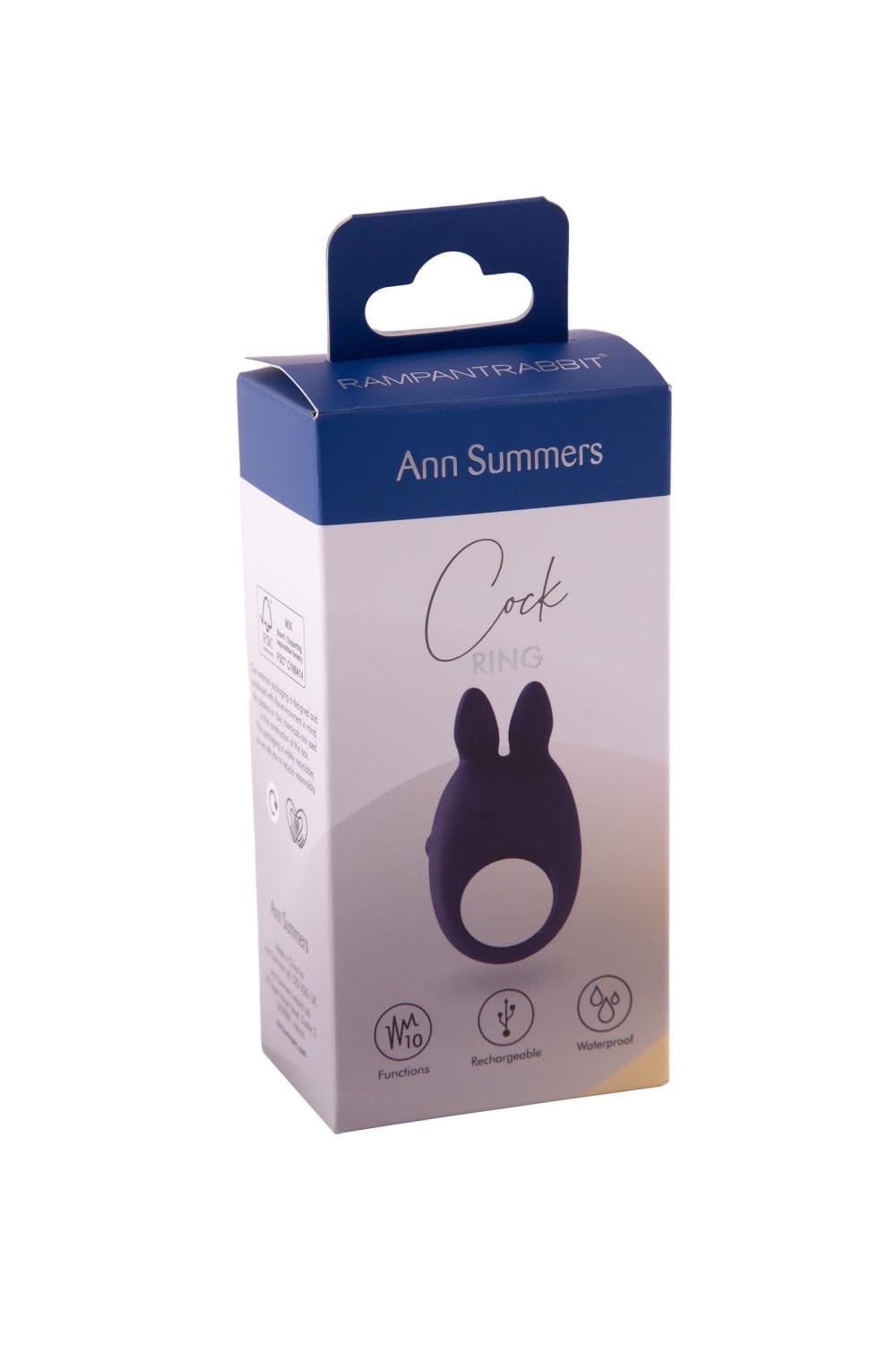 Ann Summers - Massaggiatore vibrante da uomo con anello di pene vibrante, doppio piacere 10 velocità anello vibrante giocattolo sessuale, giocattolo ad anello in silicone ricaricabile per coppie - blu
