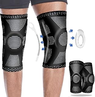 Double Elite Professional Knee Support 2 Pack for Women/Men with Patella Gel Pads & Side Stabilizers, Knee Braces Compression Sleeve Knee Support for Arthritis/Running/Ligament Damage/Joint Pain (S)