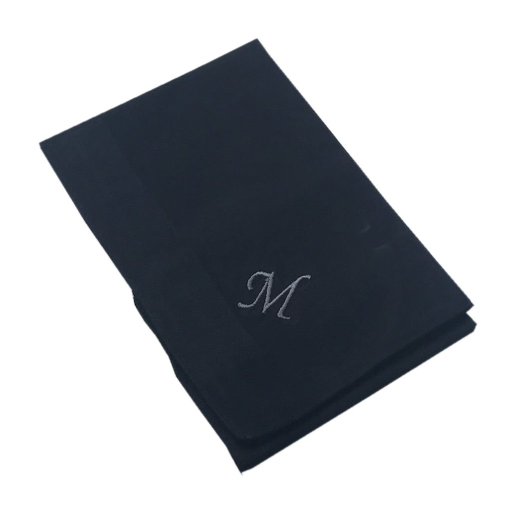 OWM Handkerchief Pack of 3 Cotton Embroidered Initial Monogram Handkerchief Men (M, ?Black)