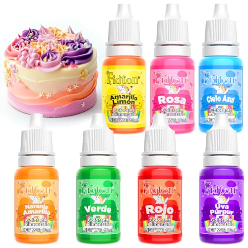 Corante Alimentar - 7 Cores x 10 ML de Corantes Alimentares Confeitaria, Conjunto de Corante Alimentício para Fondant Cores, Corante Vermelho para Red Velvet, Corante Alimentar Gel para Donut