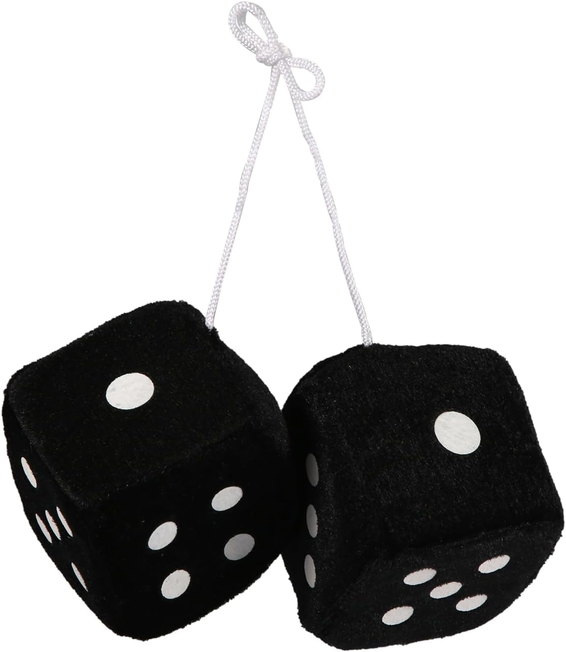 Pair of Plush Dice for Car Rearview Mirror, Black Car
