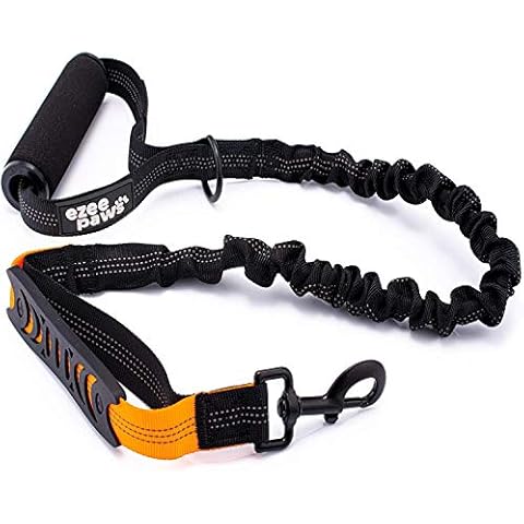 Anti Pull Dog Lead with Padded Handle - Heavy Duty Shock Absorber Bungee Dog Lead with Reflective Stitching - Double Handle Dog Leash for Control Cover