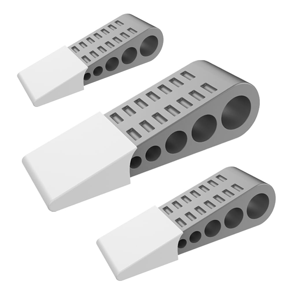 Heavy Duty Rubber Door Stopper (Set of 3) comes with storage box,Safety Door Stopper for door gaps and prevents locking, no installation required, Protection of child pets, fits any flooring(Gray)