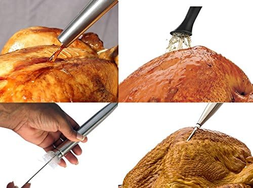 review i Kito 4-in-1 Stainless Steel Turkey Baster Set With Meat Marinade Injector Silicone Infuser & Cleaning Brush