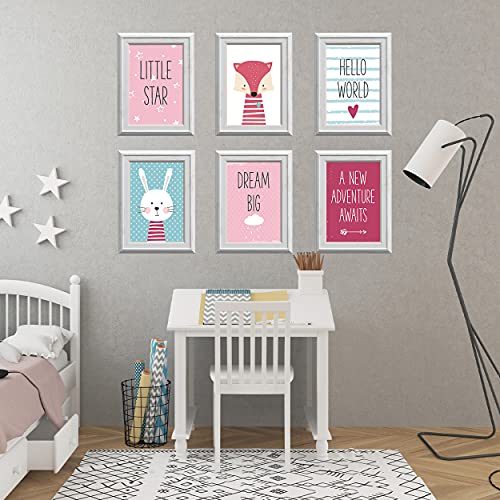 Fun Baby Girls Art Prints, Size A4, Set of 6 Unframed For Kids Bedroom Or Nursery, Pastel - Image 2