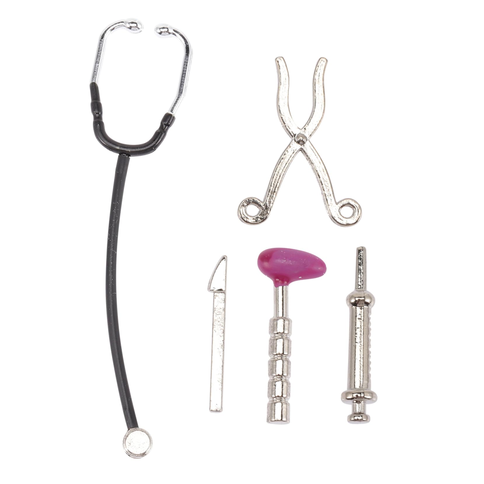 Toyvian Miniature Doctor Tools Set Dollhouse Accessories with Stethoscope Syringe Scissors Cutter Hammer Lightweight for 1 12 Scale Mini House Diy Micro Scene
