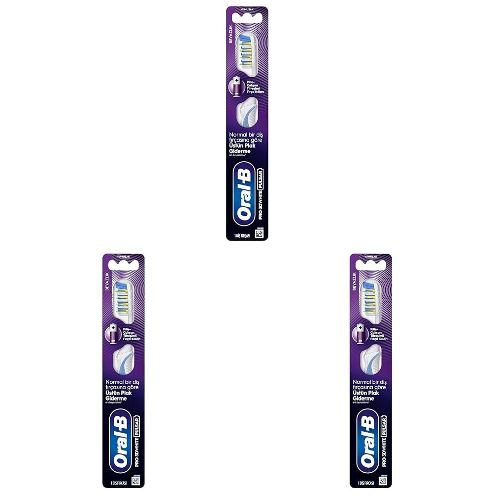 Oral-B Pro-3DWhite Pulsar Beyazlık Pilli Diş Fırçası, Orta Sertlik (3 paketi)