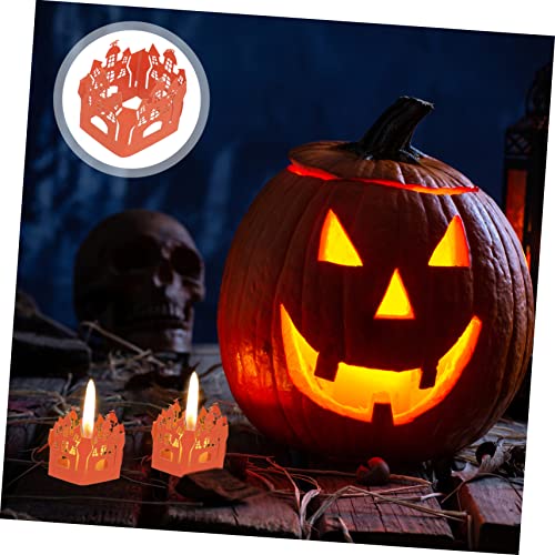 Ciieeo 20pcs Halloween Paper Lampshade Candle Wraps Black Paper Cups Halloween Candle Cup House Ornaments Black Candle Holders Candle Luminary Bags Cake Party Supplies Hollow