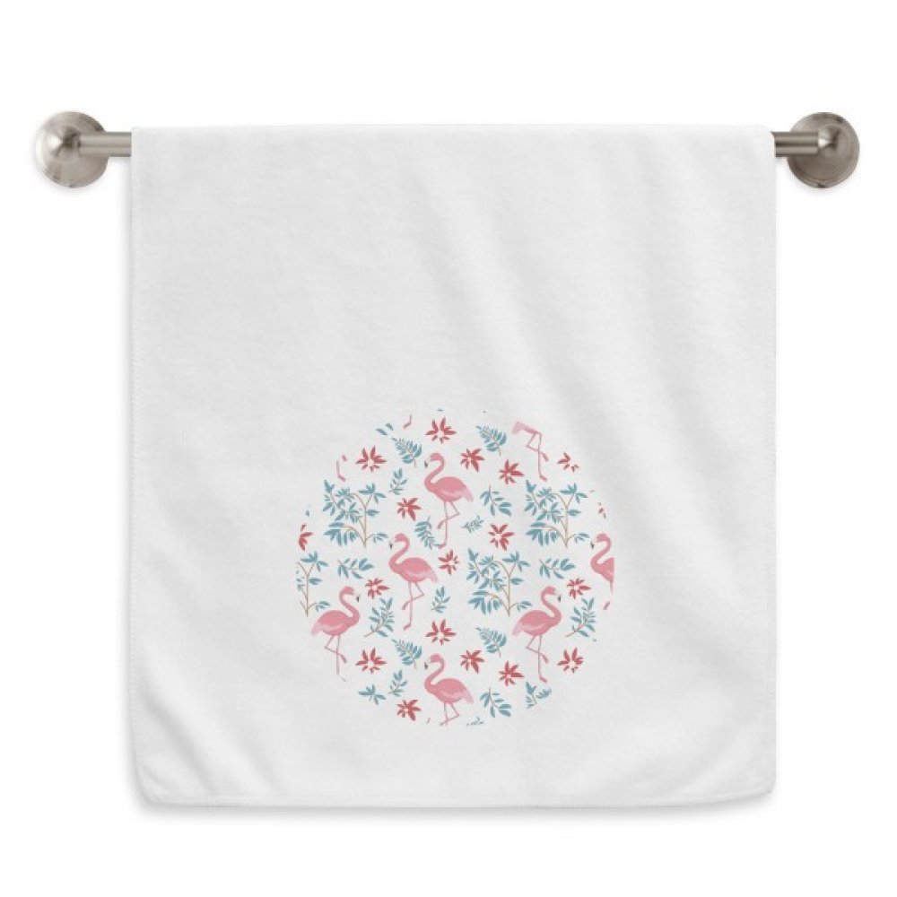Serviette flamant rose et plantes tropicales blanche 13x29 pouces pour toilette et visage