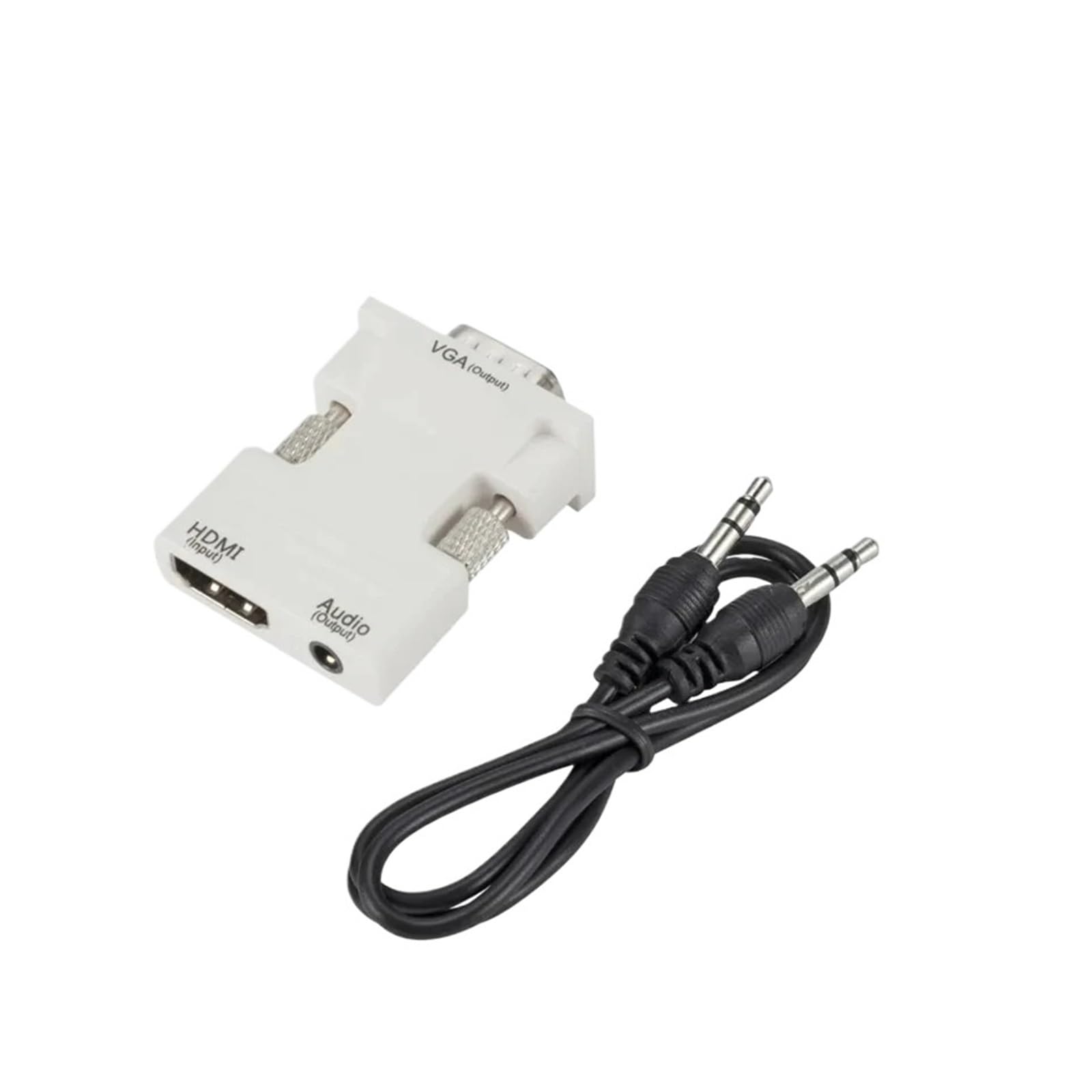 HDMI-Compatible Female to VGA Male Converter with 3.5mm Audio Cable for P;S/4 M>oni>tor Projector PC 1080P HD to VGA Adapter(White Color)