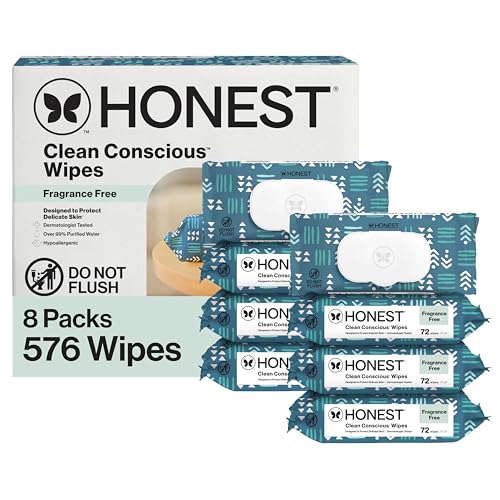 Image of The Honest Company Hypoallergenic Multi-Use Baby Wipes for Sensitive Skin, Balance Blues, 576 Count