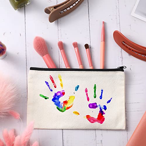 Image of Frienda 50 Pcs Canvas Zipper Pouch Bulk Gift Small Blank Pouch Makeup Bag Cosmetic Toiletry Bag Appreciation Gift for DIY Craft Projects Employee Coworkers Staff Team(Beige)