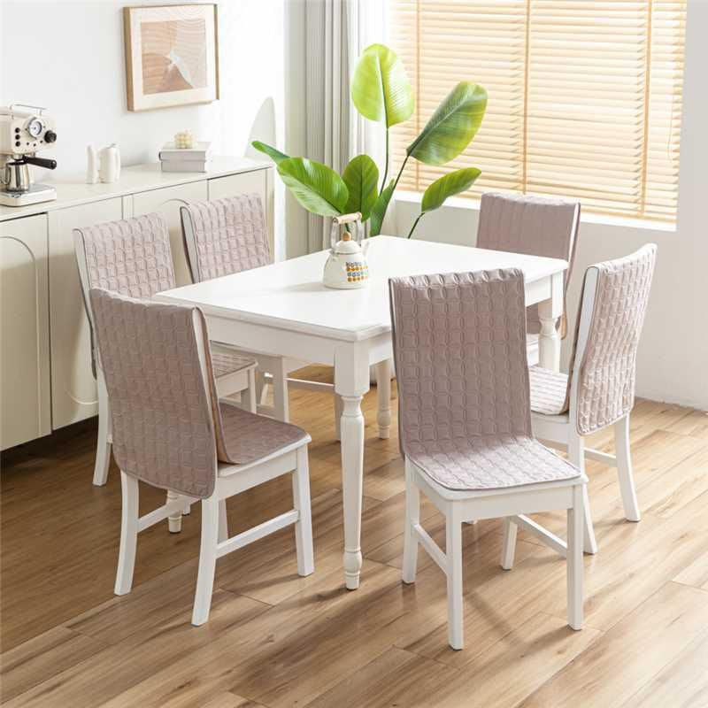 Image of HOMETHREADS Non-Slip Chair Cover-Universal Fit for Kitchen & Dining Chairs-Cushioned Comfort - Stylish Machine Washable Seat Cover-140x40cm (Taupe Beige, Pack of 8)
