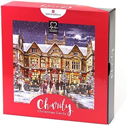 Box of 16 British Heart Foundation Charity Christmas Cards 2 Designs Card Boxes