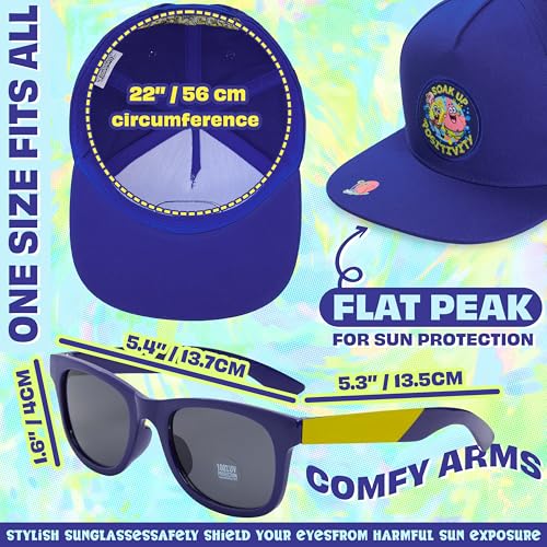 Image of Spongebob | Minecraft | Fortnite | Super Mario | Kids Baseball Cap & Sunglasses with UV Protection, Gifts for Boys