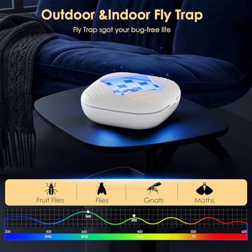 Image of Flying Trap Insect, 2 in 1 Portable Fruit Fly Trap 4000 mAh, 2 Trap Wihte and 10 Glue Cards, Fruit Fly Traps for Gnat, Moth, Mosquito, Suitable for Home, Outside,Patio,Backyard,Camping