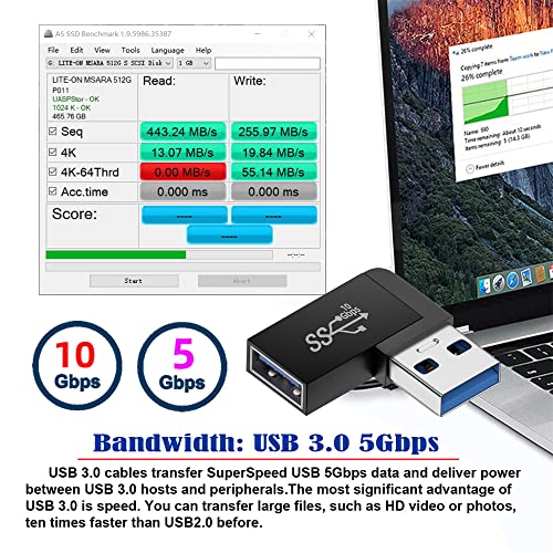 cablecc adaptador USB 3.0 tipo derecho macho a hembra miniatura 2