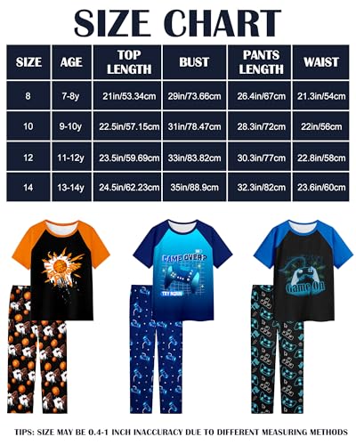 Image of PASHOP Boys Pajamas Little Big Boys Pajamas Short Sleeves and Pants 2 Pieces Summer Pjs Set Kids Boy Sleepwear Size 8-14