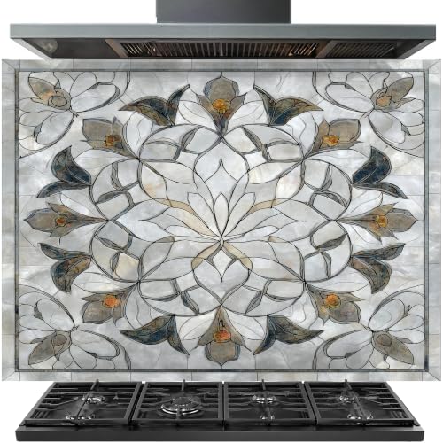 Floral Tempered Glass Backsplash