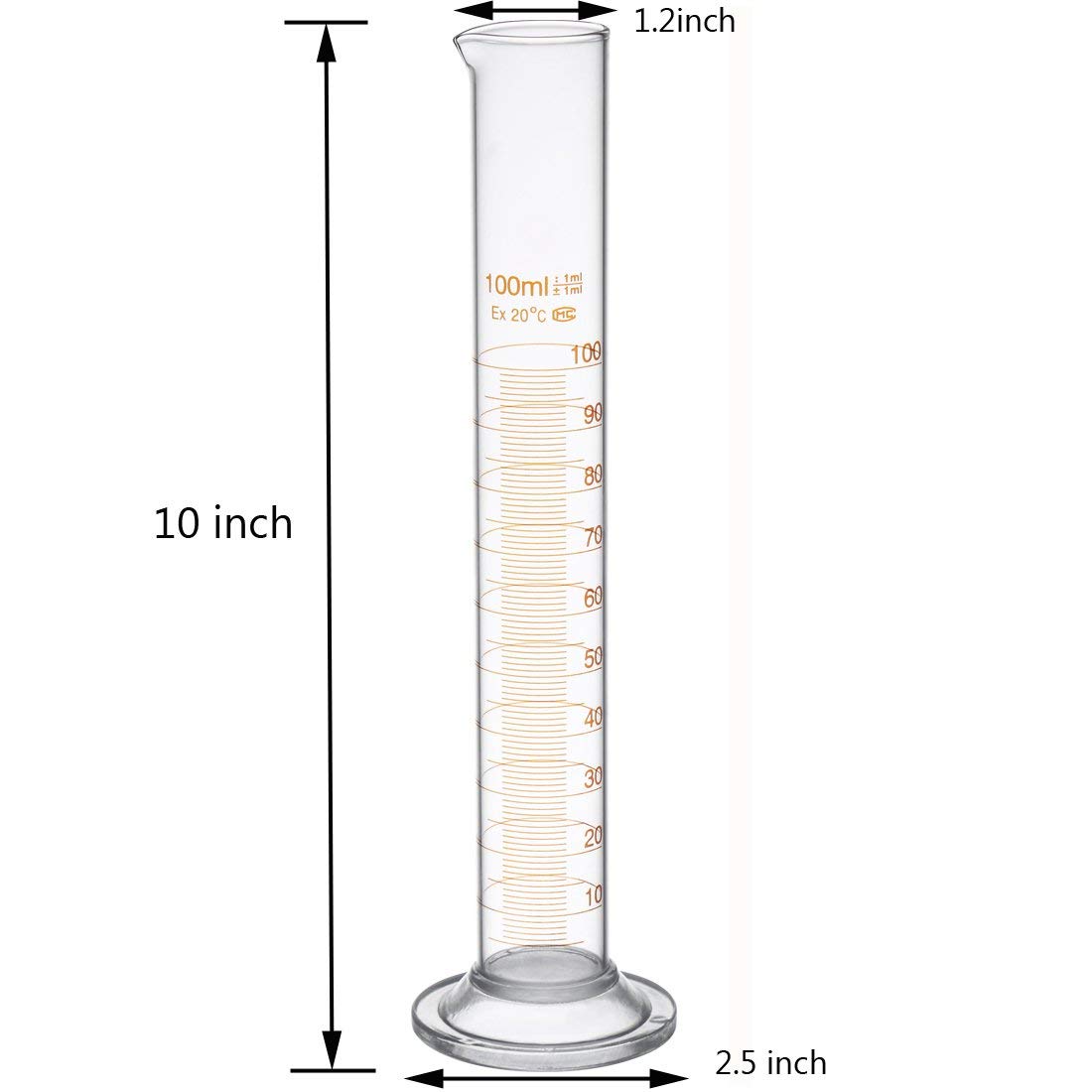 Vidrio graduado 100 ml pipeta cristal 10 ml cepillo limpieza varilla cristal laboratorio