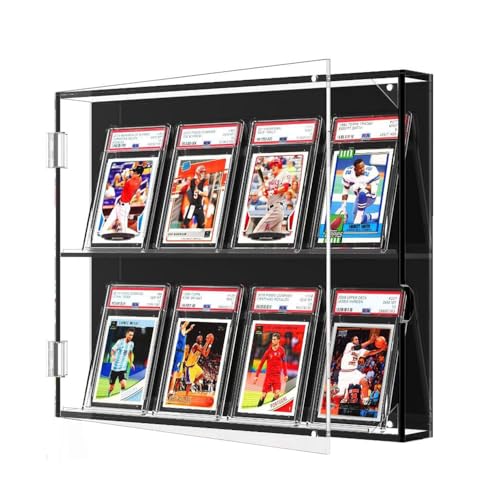 サムコス カードローダー 収納ディスプレイケース 2段カード 8枚収納可能 アクリル製 透明 壁掛け カードディスプレイケース アクリル psa 収納ケース マグネット扉 ショーケース (2段カード)
