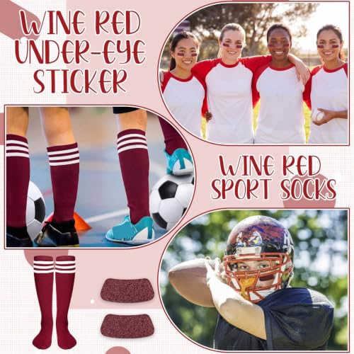 Image of Panitay 2 /12 /16 /24 Pairs Softball Soccer Socks Glitter Eye Black Stickers Team Spirit Accessories for Youth Women Sport Wear