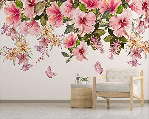 Moderne HD handgemalte kleine frische Blumen Schmetterling TV stilvolle 3D-Tapeten Hintergrund Papel de Parede 3D-Tapete - 200x140cm/79"x