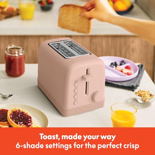 Image of bella 2 Slice Toaster, 6 Setting Shade Control w Reheat, Cancel, Bagel & Defrost Buttons, Removable Crumb Tray, Anti Jam & Auto Shutoff, Auto Centering Guides & Cord Wrap, 900 Watt, Blossom