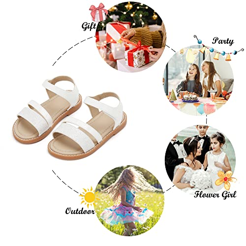 Image of Felix & Flora Toddler Girl Sandals - Little Girl Easter Dress Shoes Lightweight Open Toe Beach Holiday Flats