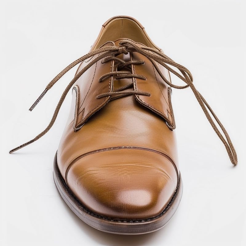 Image of [4 Laces] 2-Pair Pack Waxed Round Oxford Shoe Laces for Dress Shoes Chukka 3 /32Inch Thin