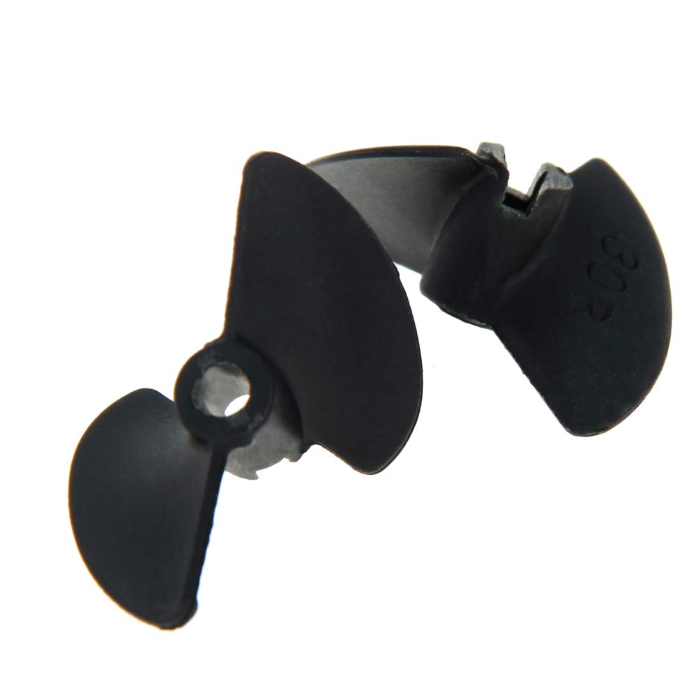 Fielect 2 Pairs RC Boat CW CCW Propeller 3.18mm Shaft 2 Vanes 30mm 1.4 P/D Fan Shape Pastic Black Rotating Propeller Props for RC Boat