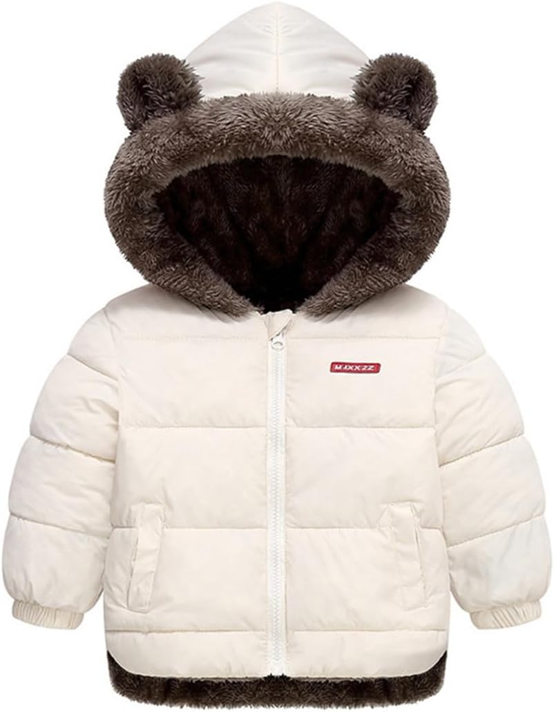WEONEDREAM Toddler Baby Boys Girls Winter Fleece Jacket Unisex Little Kids Warm Hooded Outwear Coat 1-5T