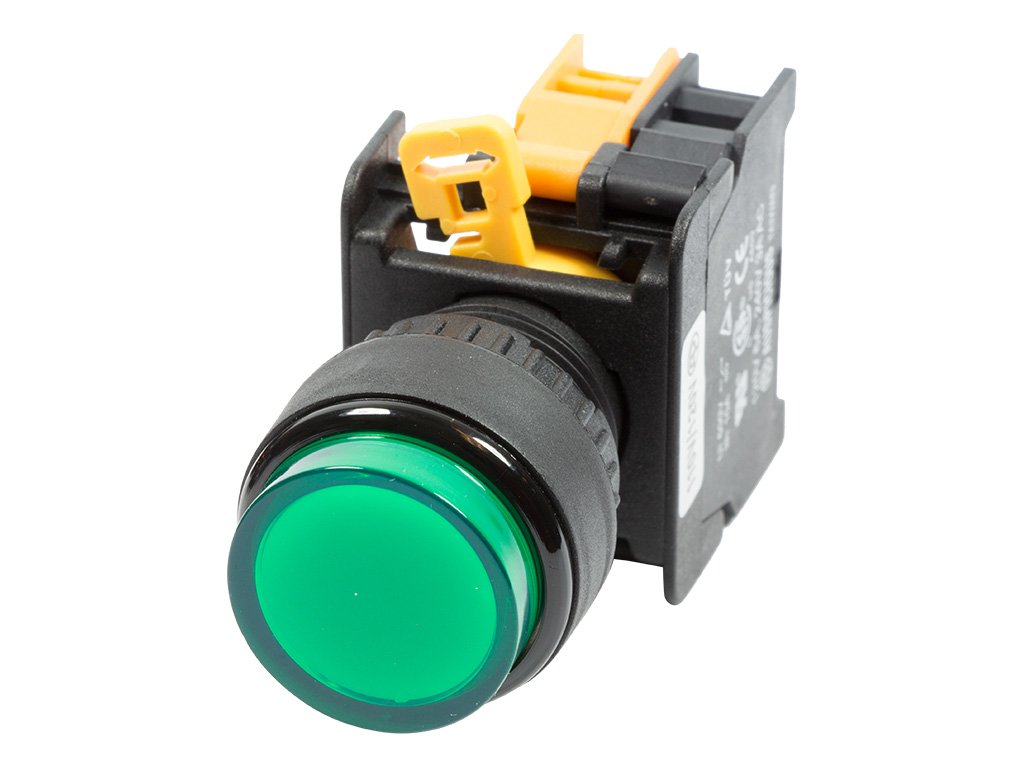 LXL-22 22mm 1NO Momentary Push Button Switch 110V LED Illuminated (Green)