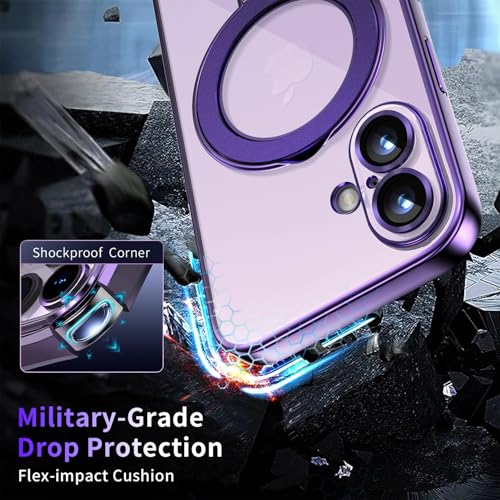Image of Magnetic for iPhone 17 Case with Invisible Stand[Compatible with MagSafe][Full Camera Lens Protector][Military Drop Protection] Shockproof Not Yellowing Clear Slim Soft for Women Men