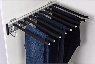 Heavy Duty Pull Out Sliding Trousers Pants Hanger 9 Scarf Tie Rack Closet Wardrobe Extendable Trousers Rack Jeans Rack Organizer