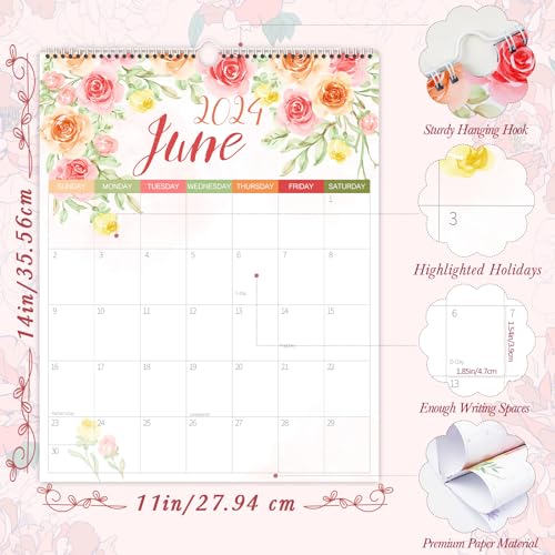 Guasslee Wall Calendar 2024-25, 2024 Wall Calendar, 19-Month Academic Wall Calendar From 2024 Jun - 2025 Dec, 14" X 11.5" Monthly Planner With Corner Protectors, Thick Paper For Home School Office - Image 3