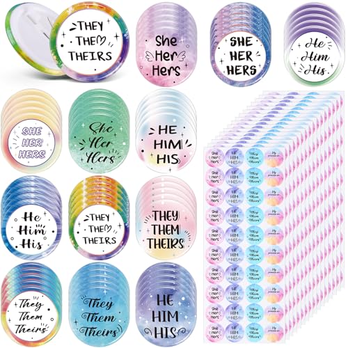 Liliaafar 520 Pcs Pronoun Badges Pins Buttons Gender Identity Pins and Stickers Labels He Him She Her They Them Pronoun for Gender Identity Parades and Celebrations