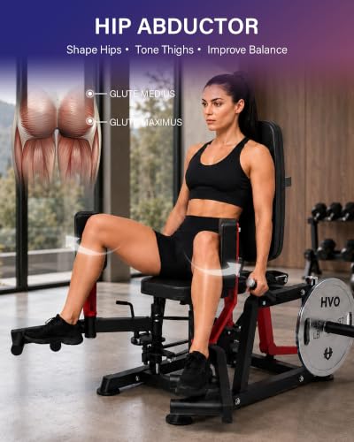 Image of HVO Hip Adduction Abduction Machine: Abductor Adductor Machine-Inner and Outer Thigh Machine Glute Machines Thigh Master for Hip Abduction with 6 Levels Gear System Glute Machines