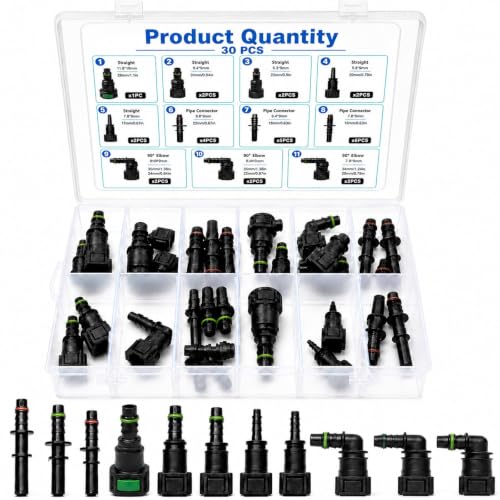 Ktolplao 30pcs Fuel Line Repair Kit Nylon Tube Quick Connector Leak Repair