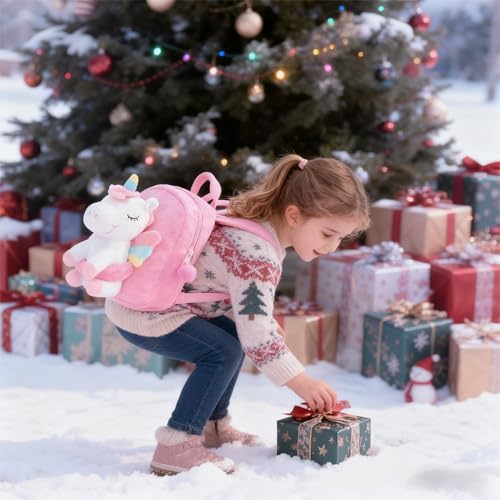 Image of Gloveleya Unicorn Kids Backpack - Soft Plush Toddler Backpack for Girls, Cute Back-to-School Gift, Preschool Bag for Snacks, Toys & Books, Travel & Everyday Use, 9 Inches
