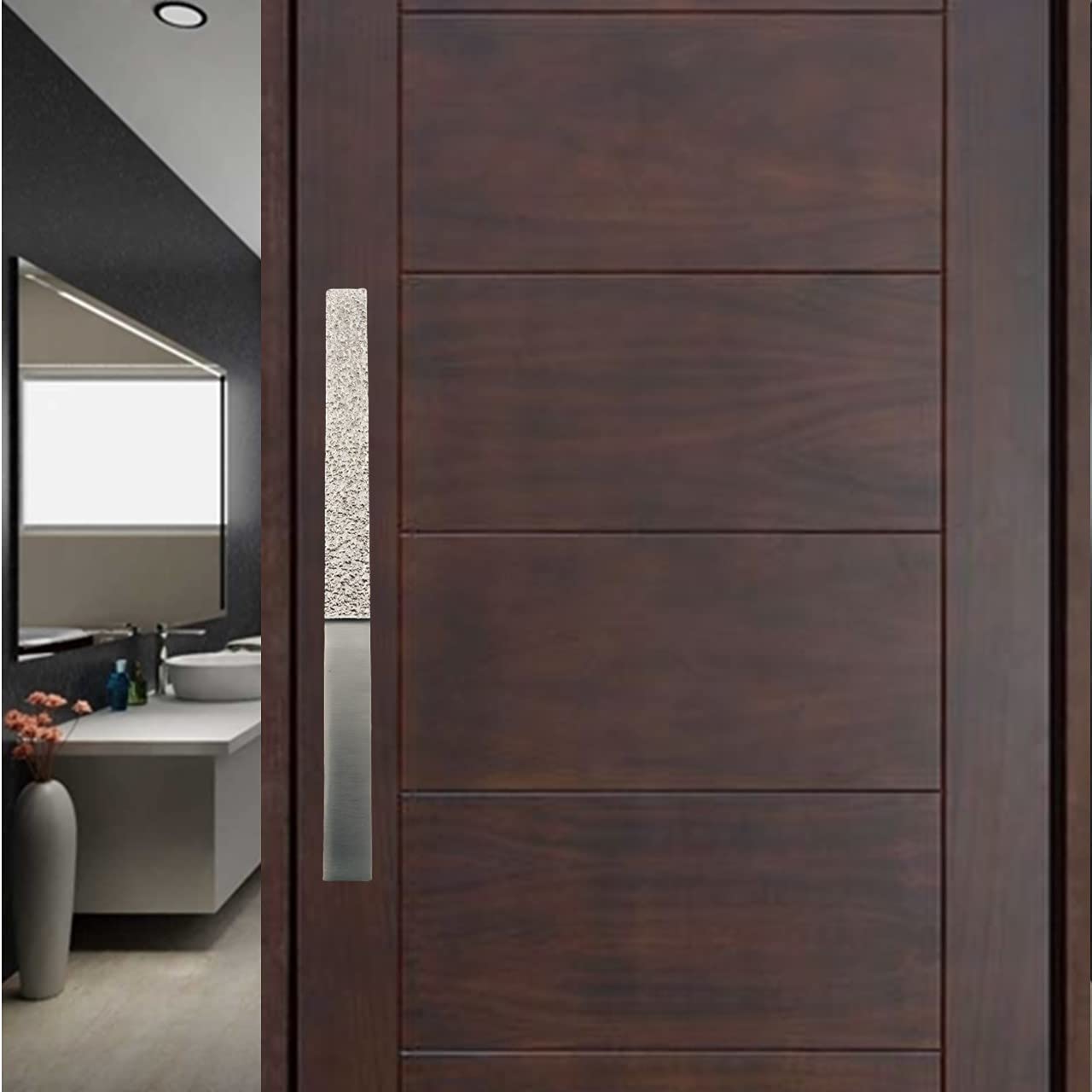 Silver Satin Aluminium Pull Handle - Cabinet & Door Hardware -10
