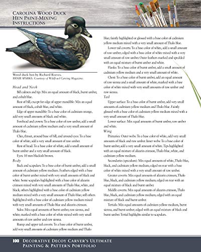 Decorative Decoy Carver's Ultimate Painting & Pattern Portfolio, Revised Edition (Fox Chapel Publishing) Drakes & Hens for 16 Species with Full-Color Patterns, Mixing Instructions, & Over 100 Photos - Image 6