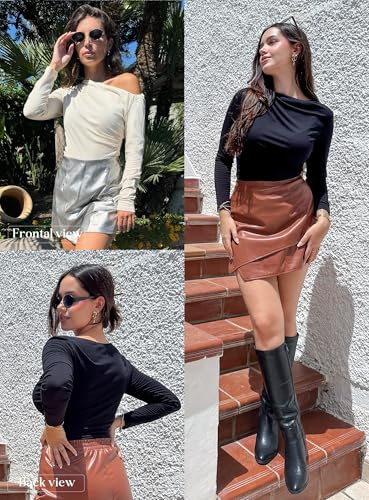 GRACE KARIN 2025 Womens Long Sleeve Wrap Ruched Tops Boat Neck Dressy Casual Blouses Fall Fitted Trendy Shirt3