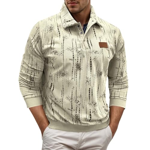 Polo manches longues jacquard vintage pour homme coupe ajustée
