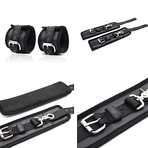 Image of Over The Door Entryway Restraints Hanging Bondage Cuffs for Sex Games, Leather Sex Toys Plush Wrist Cuffs for BDSM Restraints, Women and Men Bondage Toys Sex Handcuffs (Black-1)