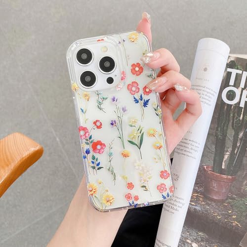 Coque pour iPhone 15 anti-jaunissement fleur antichoc IMD