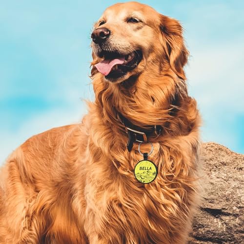 YEHANTI Hundemarke mit Gravur, Leise Silikon Hundemarke Personalisiert mit Name, Telefonnummer und Adresse Graviert für Hunde Katzen, Leicht und wasserdicht, Bergmuster-Designs