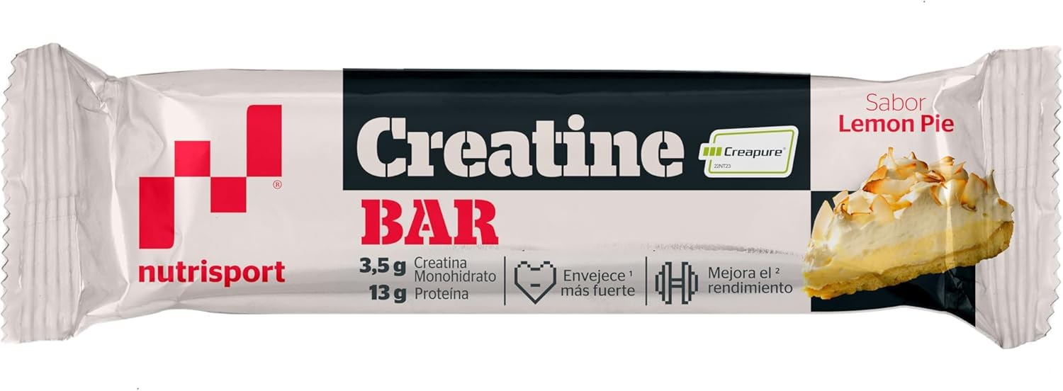 NUTRISPORT – Barrita Creatina Lemon Pie 44g 18 uds| Con 3,5g de Creatina Creapure®, Proteínas de Leche, Vitaminas y Minerales | Alta en Fibra | Ideal Post Entreno | Sabor Tarta de Limón