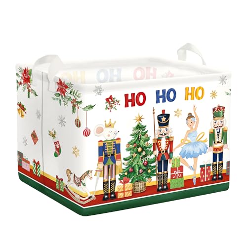 HUUMONSS Cartoon Christmas Gift Basket Christmas Tree Shelf Toy Storage Box Collapsible Baby Nursery Hamper, Snowflake, 36L